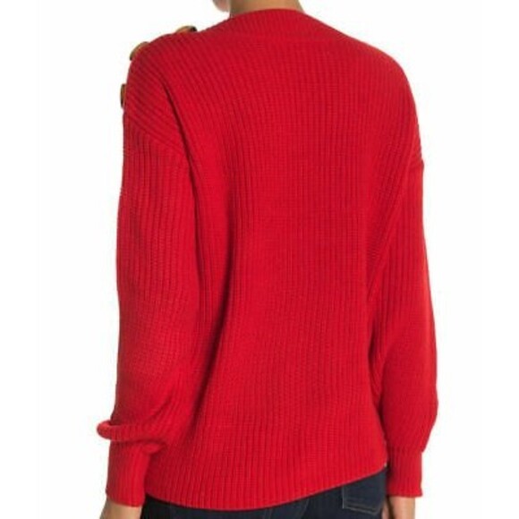Philosophy Dolman Sweater Top Size XS Boat Neck Shoulder Buttons Red NWT B18 - Picture 2 of 6